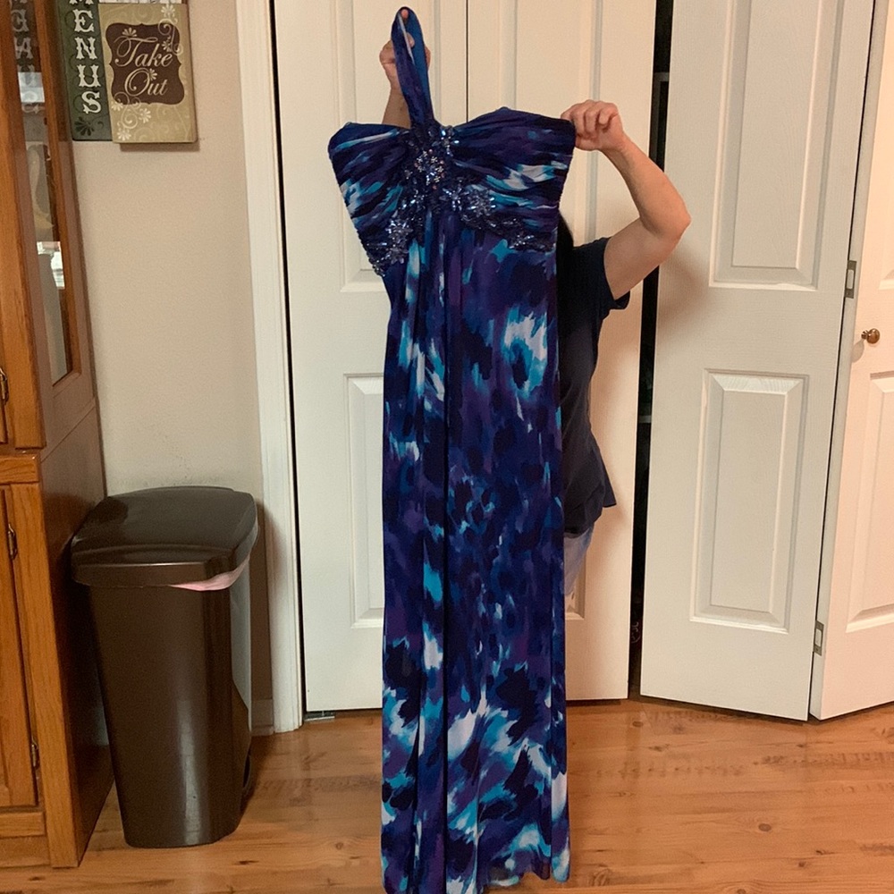 Multi colored one shoulder beaded dress